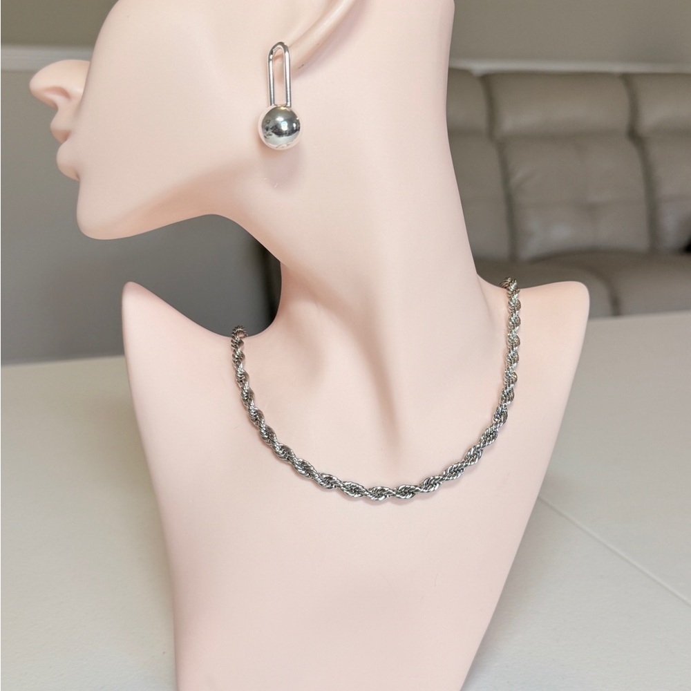 Classic Silver Rope Chain Necklace - Picture 3 of 12